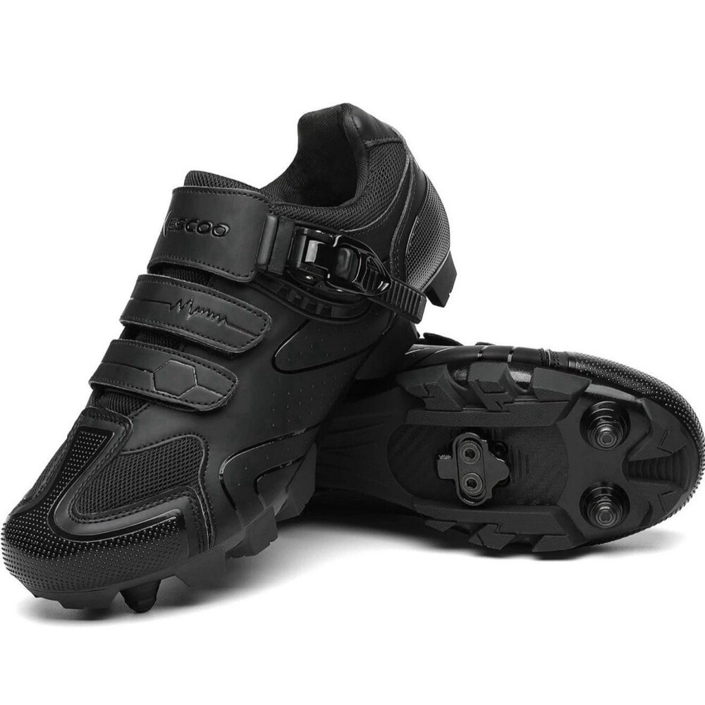 Mens Mountain Bike Shoes with Quick Ratchet Buckle black Kescoo size 45 /10.5US